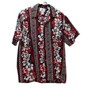 VTG Howie Hawaiian Shirt Mens M Hibiscus Tribal‎ Cotton Aloha Tropical Surf